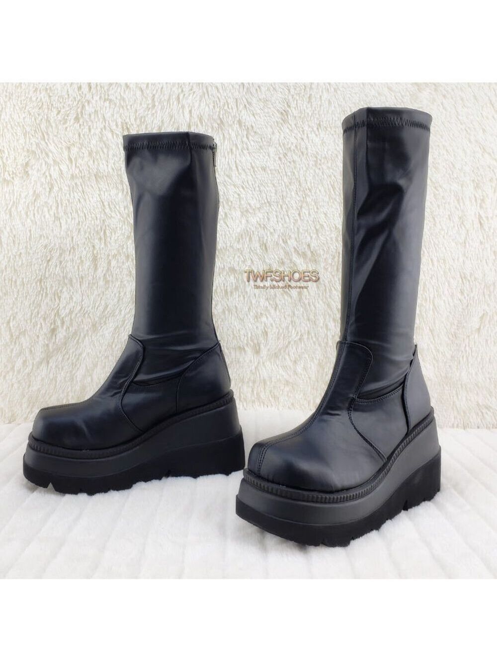 Goth Rave Platform Knee Boot Stretch Shaker 65 - Picture 6 of 10